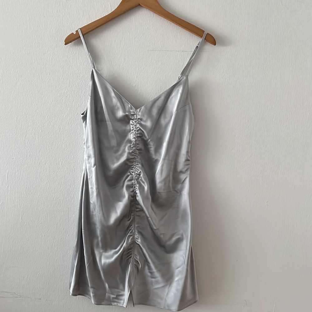 Reformation silver silk dress size medium 100% silk